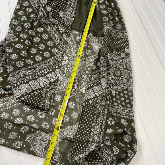 New York & Company Green Maxi Romper Paisley Sleeveless Open Back Size L - Picture 8 of 8